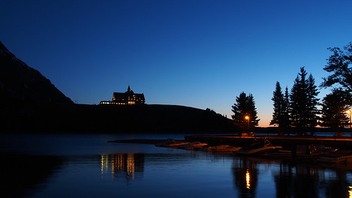 blue lake canada reflection water silhouette marina sunrise harbor boat nationalpark twilight dock harbour olympus calm alberta chalet bluehour relaxed cobaltblue waterton princeofwaleshotel m43 watertonlake sooc olympus918mm olympusomdem5