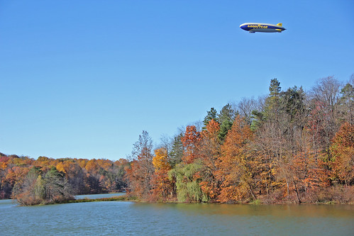 airship goodyearblimp goodyearairship aircraft wingfootlake wingfootone goodyearwingfootone lake autumncolors fallfoliage fall fallcolors
