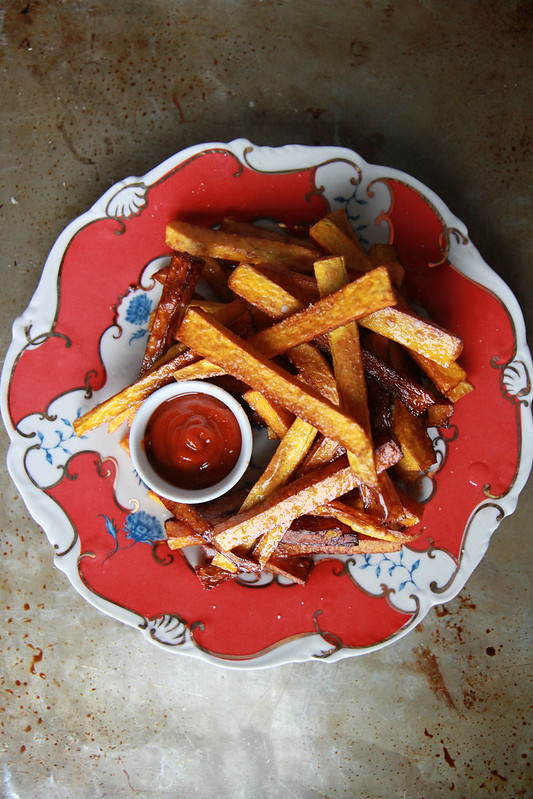 Butternut Squash Fries with Harissa Honey Ketchup