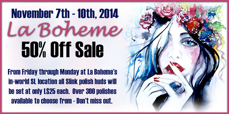La Boheme 50% Off Sale Nov 7-10