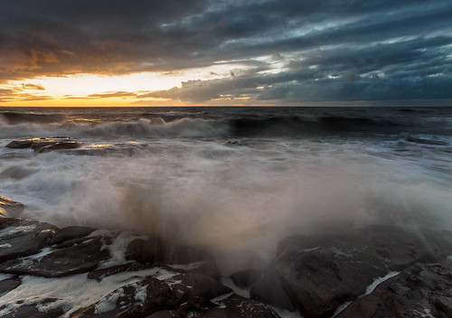 sunset sea beach water seaside rocks wave rough splash parton roughsea westcumbria seawaves