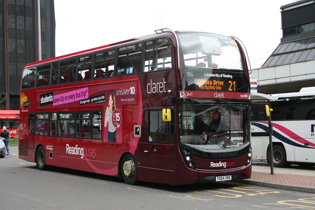 Reading Buses 754 (YX64 VRO) on Route 21, Reading Station