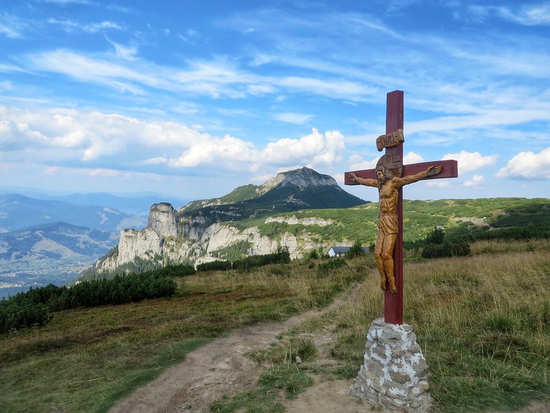 A crucifix on Ceahlau Massif mountain