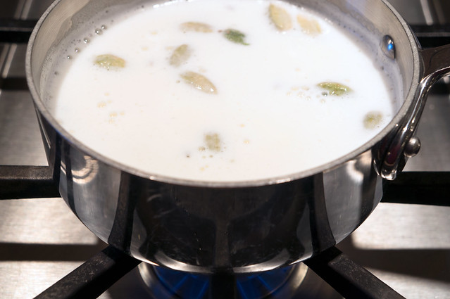 simmering milk with spices