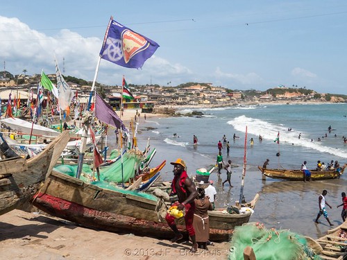 africa people beach transport ghana capecoast capecoastcastle