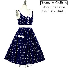 Lucy Swing Dress in Navy and White Nautical Print https://anomalieclothing.com.au/products/lucy-swing-dress-in-navy-and-white-nautical-print #Rockabilly #Pinup #LadyMayra #Nautical #VintageInspiredFashion