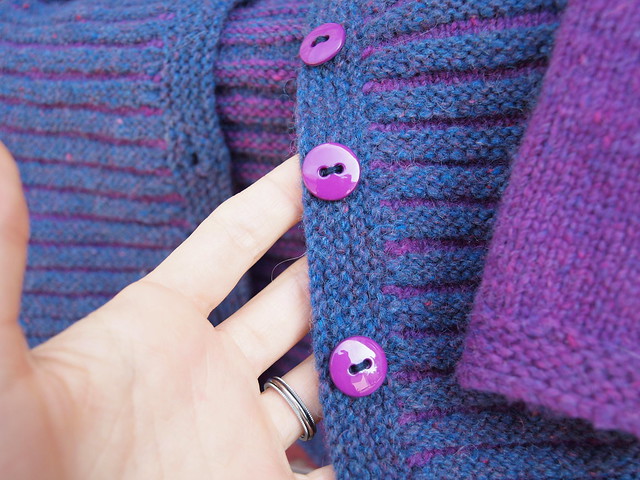 elle melle, shiny purple buttons