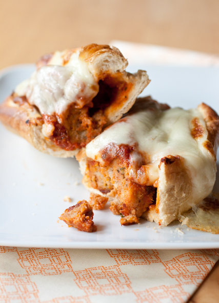 spicy turkey meatball parm subs