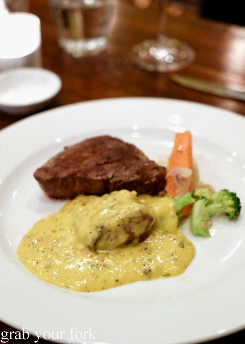 Filet de boeuf pan-fried grass-fed beef fillet with bearnaise sauce at Bistro Papillon, Sydney