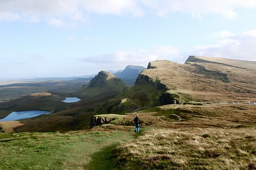 uk man mountains travelling skye green nature grass walking landscape island scotland scenery view hiking lakes quiraing withneonnoon