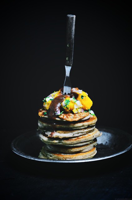 tamarind buckwheat pancakes with acorn squash salsa and date and tamarind chutney | A Brown Table