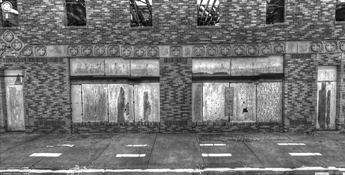 street old blackandwhite bw building brick abandoned facade trek google texas view empty tx monotone clarendon hdr panamerican photomatix gsv googlestreetview kevindooley