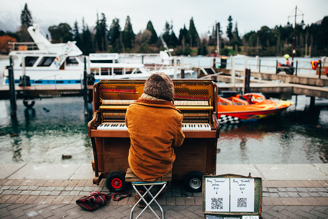 Piano man. Queenstown, New Zealand