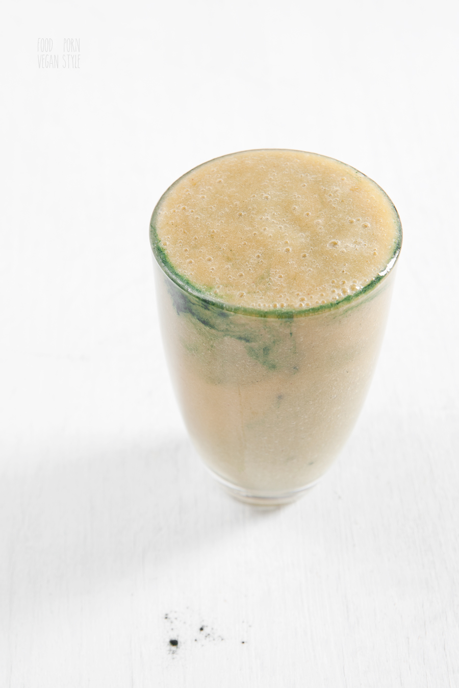 Green smoothie with papaya,peach and pineapple