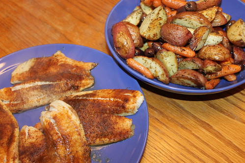 Roasted Tilapia with Potatoes and Carrots