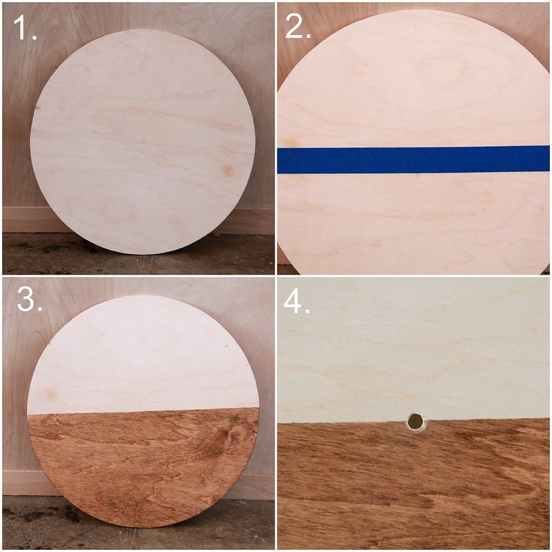 how to make stained plywood clock via Kristina J blog