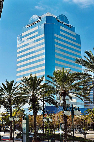 cityscape skyscraper officebuilding palmtrees 2004 jacksonville florida