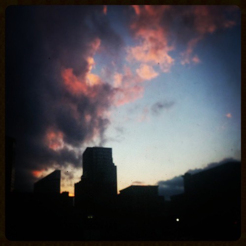 The evening sky over downtown Cincinnati...