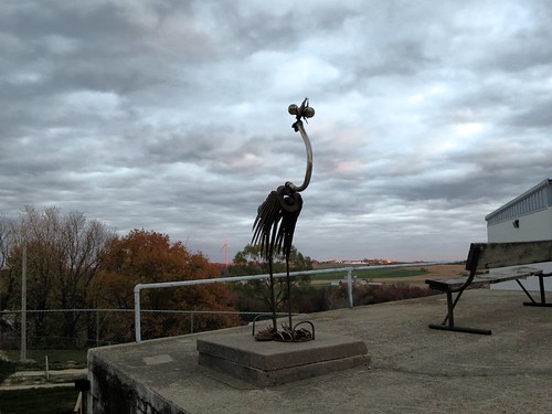 Scenic overlook with metal crane