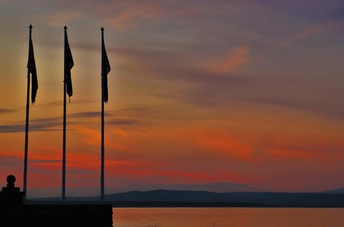 sunset sky water evening flags moray firth