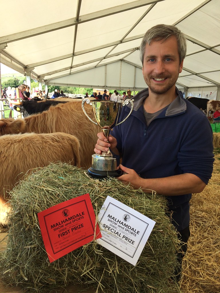 Dan with his first prize trophy for the Marlfield Farm Meadow Hay